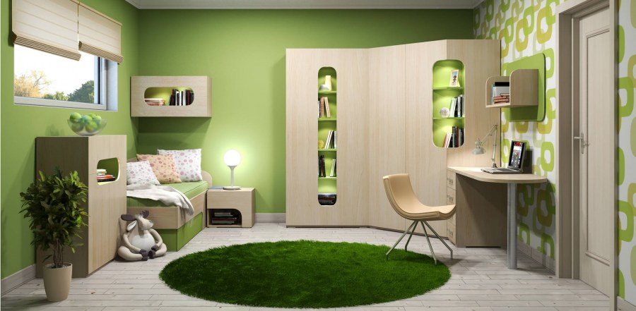 Комната для подростка в зеленых тонах