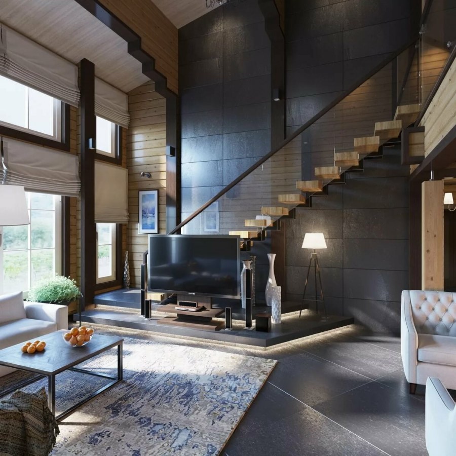 Дом из клееного бруса интерьер второй свет