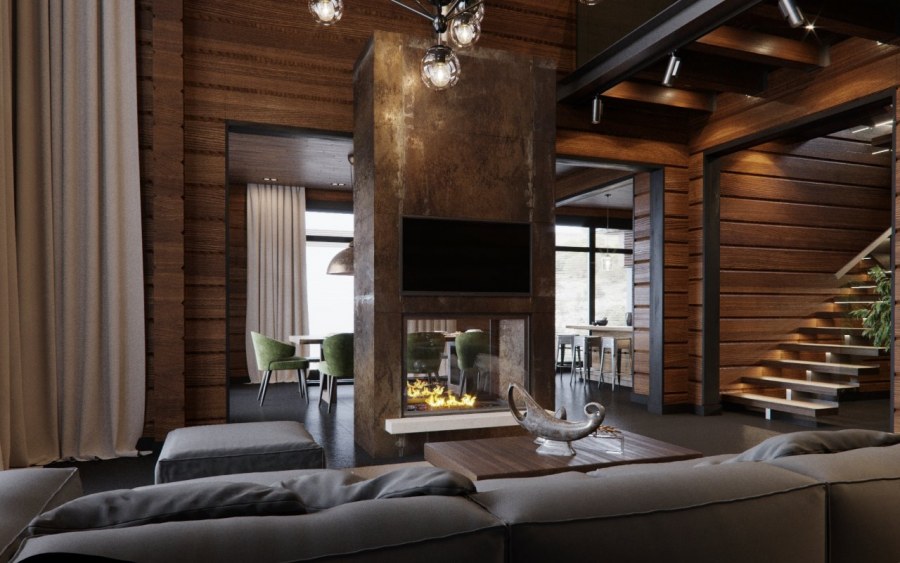 Интерьер дома из клееного бруса