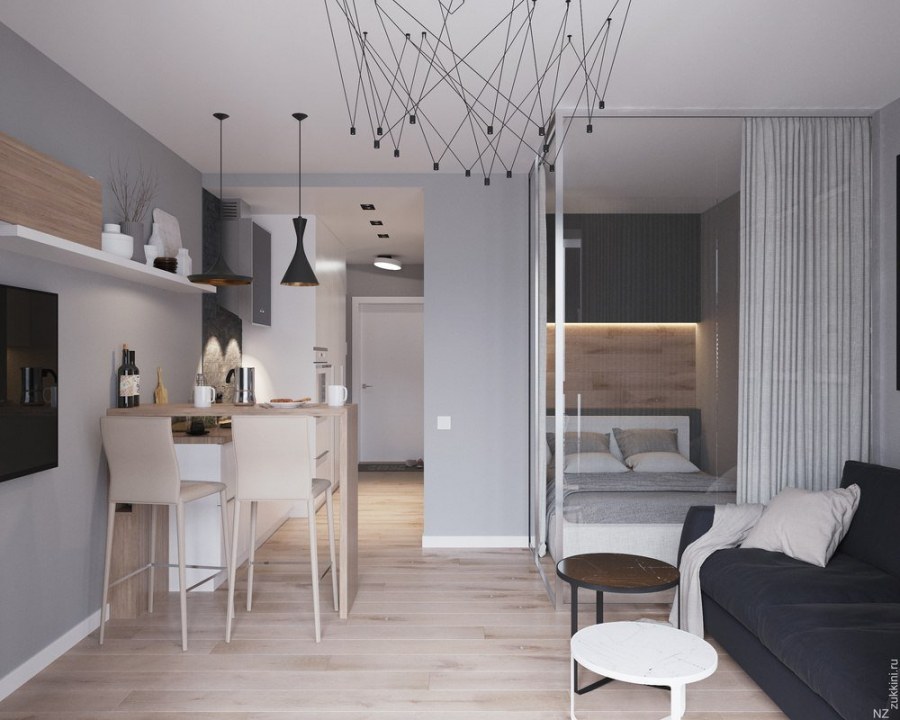 Зонирование студии 30 кв.м