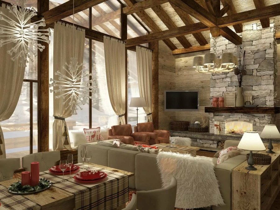 Гостиная в стиле Шале