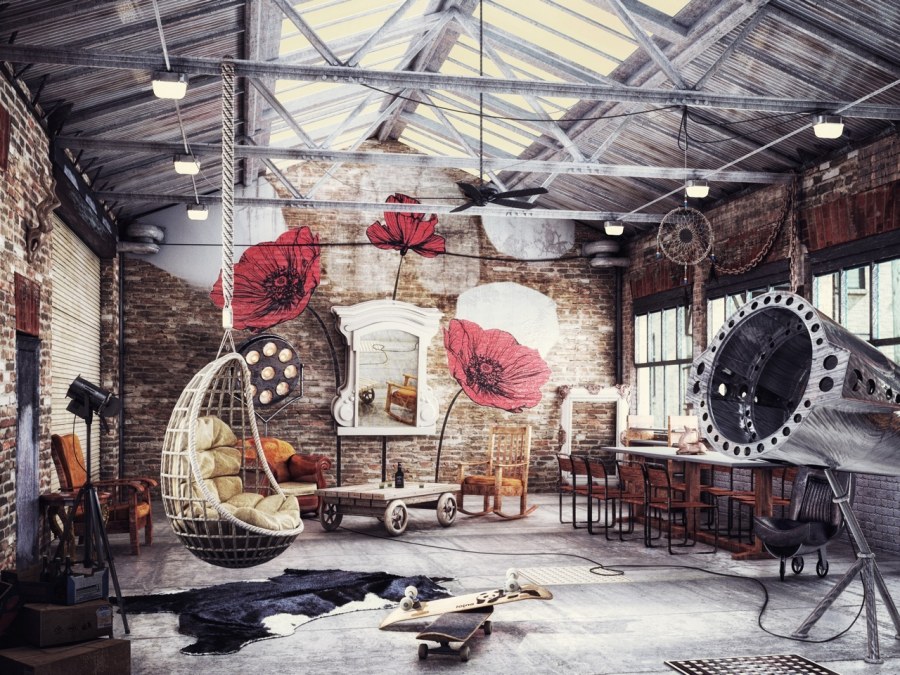 Инсталляция в стиле лофт