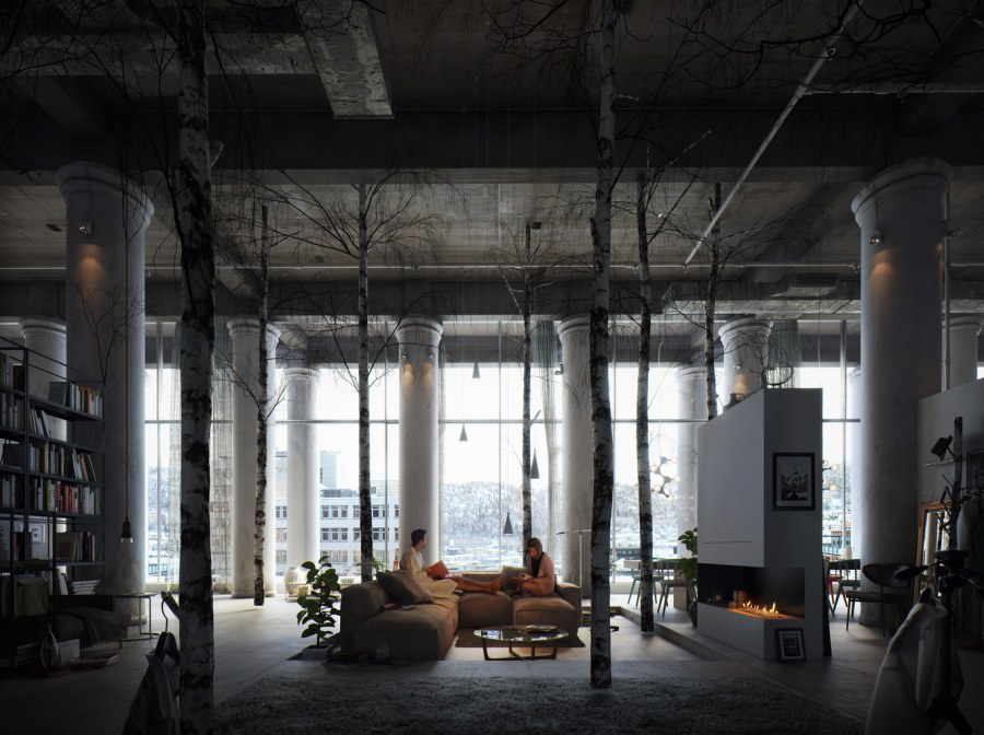 Колонна со стеной лофт