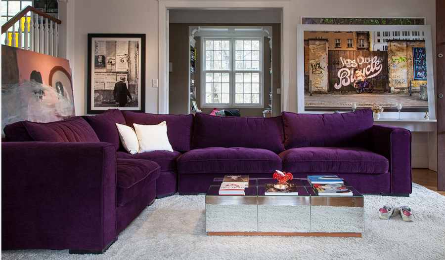 Диван серо фиолетовый