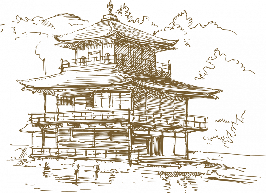 Храм пагода в Японии рисунок