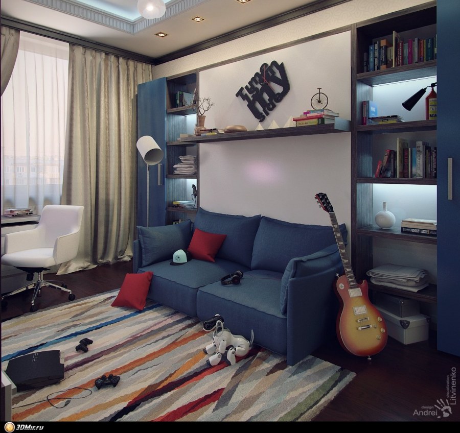 Детская комната для мальчика с диваном
