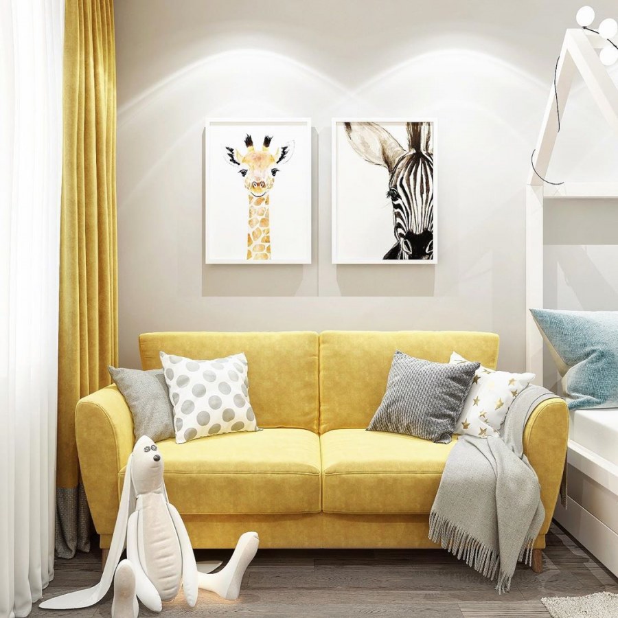 Желтый диван в детской