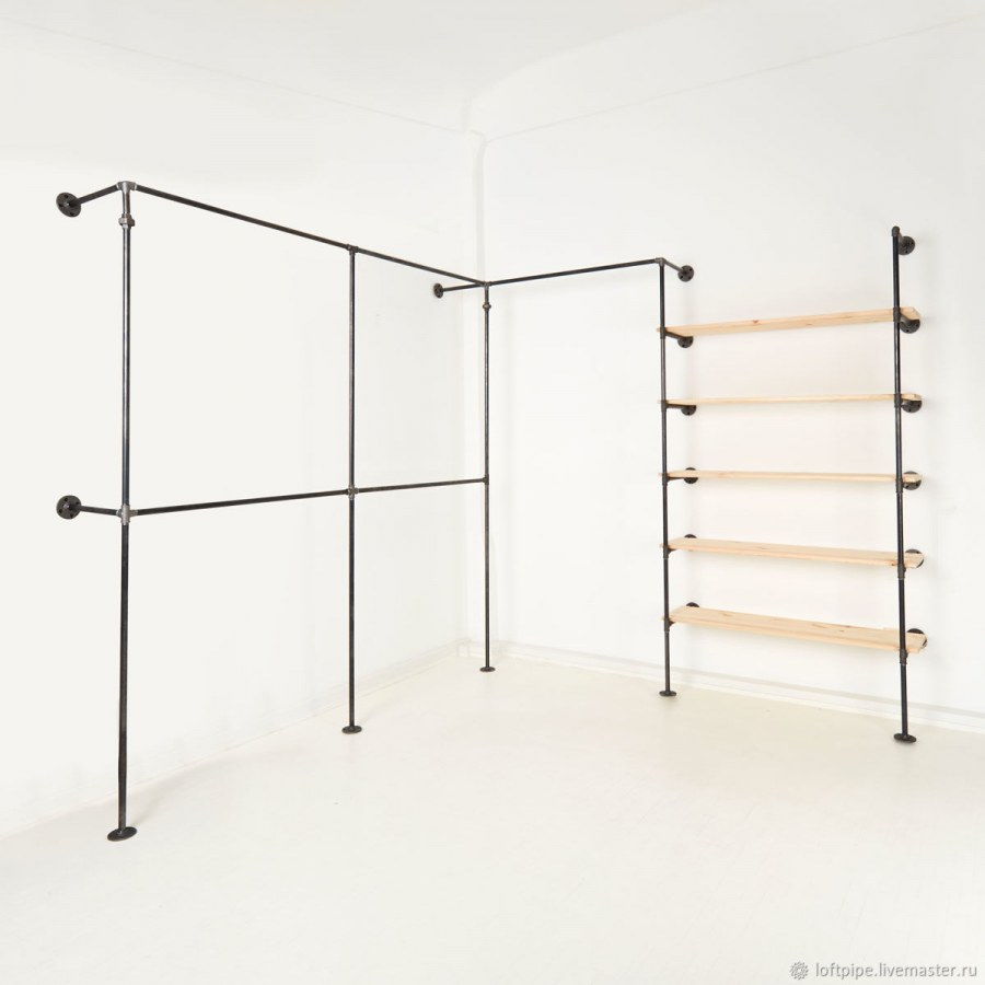 Гардеробная из мебельных труб