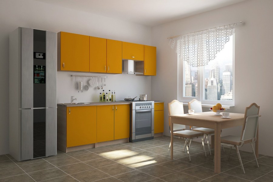 Сине бежевая кухня