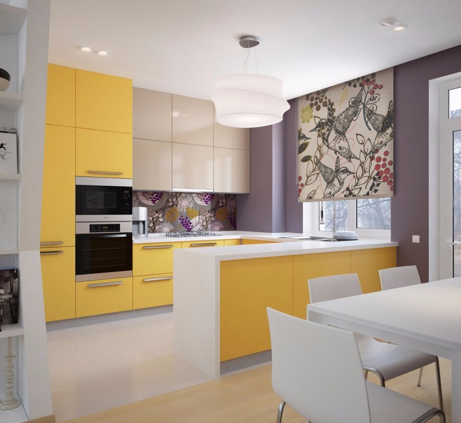 Бледно желтая кухня