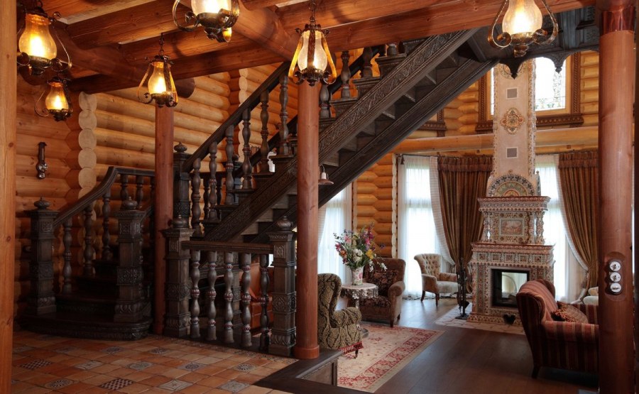 Интерьер бревенчатого дома Берендеево царство