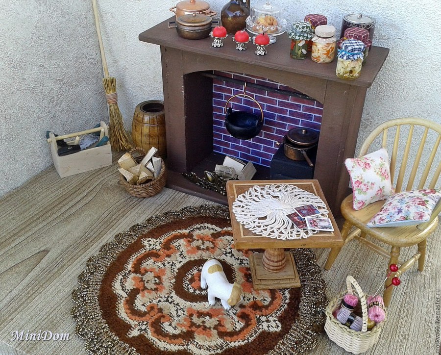 Кукольная миниатюра камин