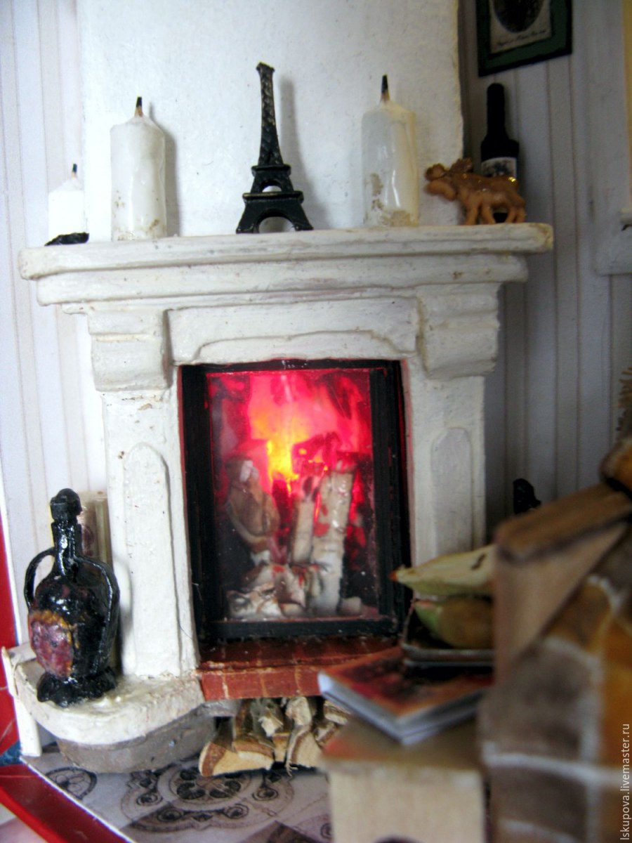 Гостиная камин для кукольного дома