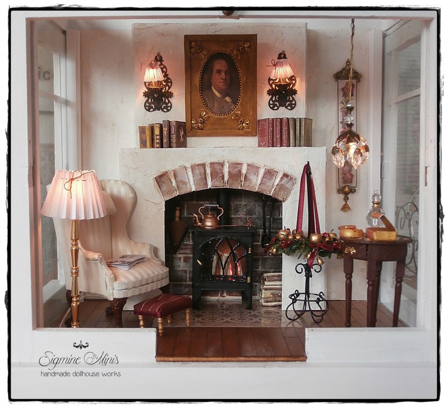 Камин и цветы в интерьере