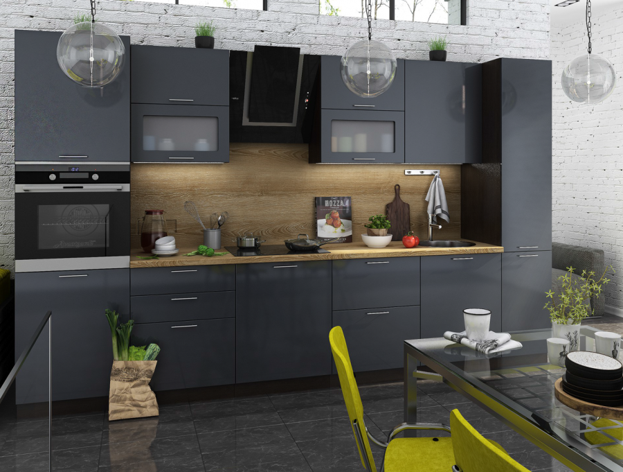 Кухня бетон и дерево