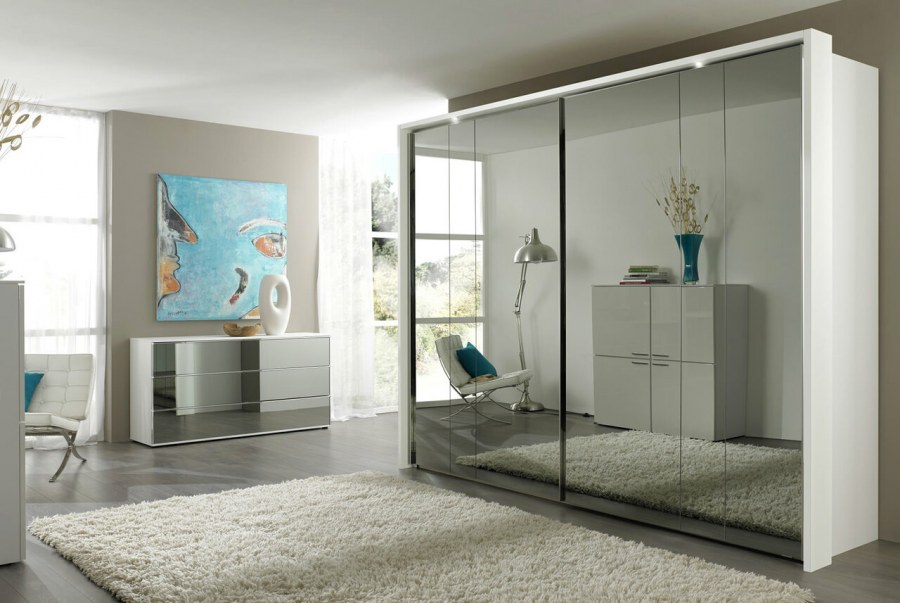 Шкаф купе зеркало+зеркало графит