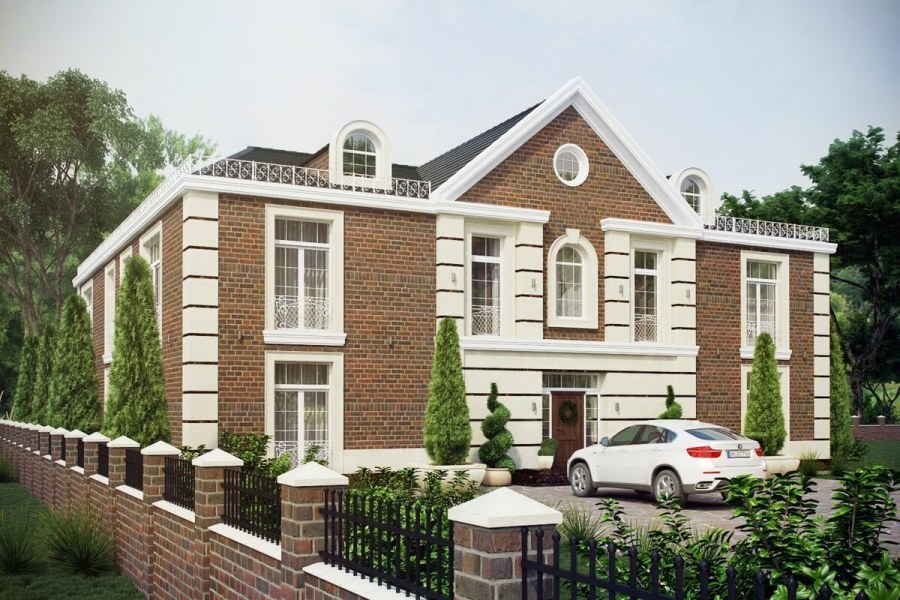 Кирпичный дом в классическом стиле