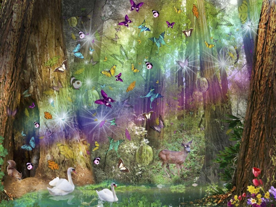 Сказочный лес с бабочками