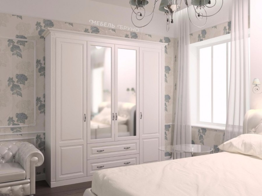 Белый шкаф классика 3ддд