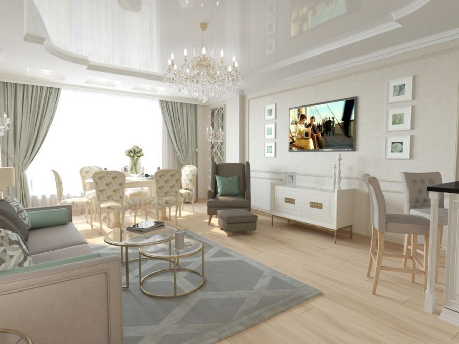 Гостиная Неоклассика 35м2