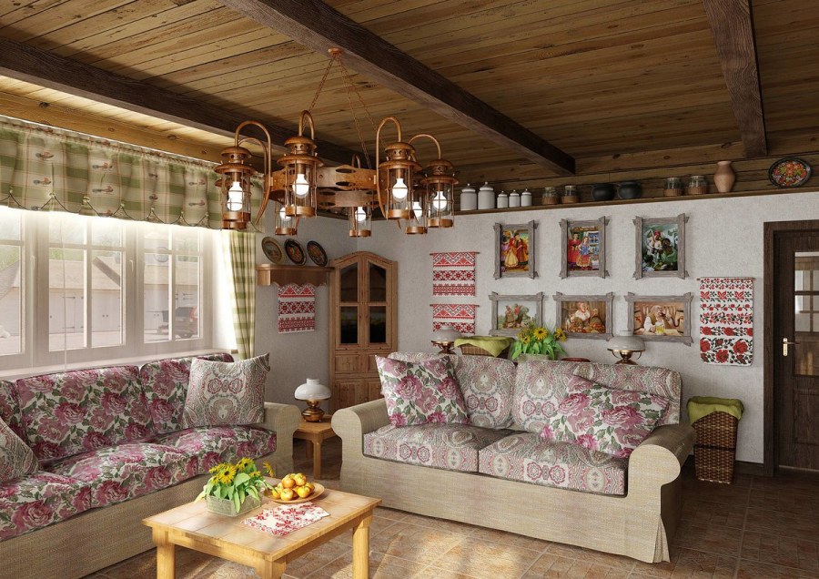 Гостиная в русском стиле