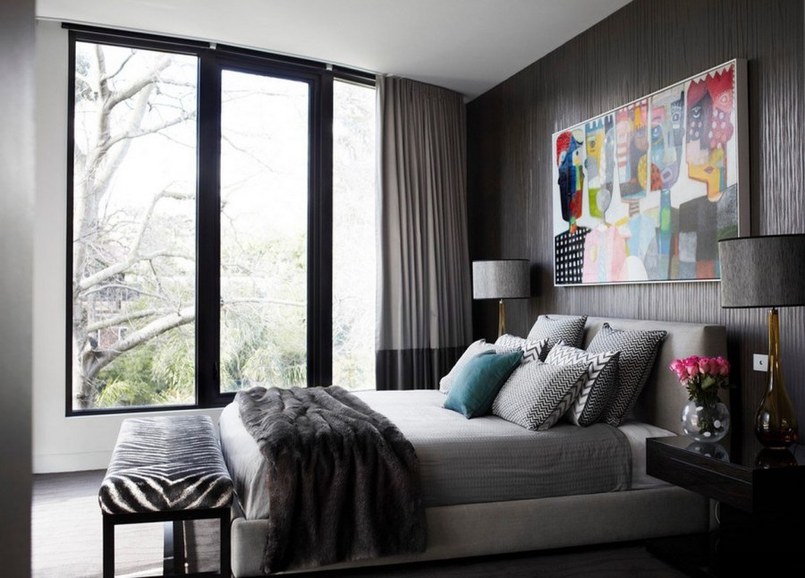 Шторы серого цвета в интерьере