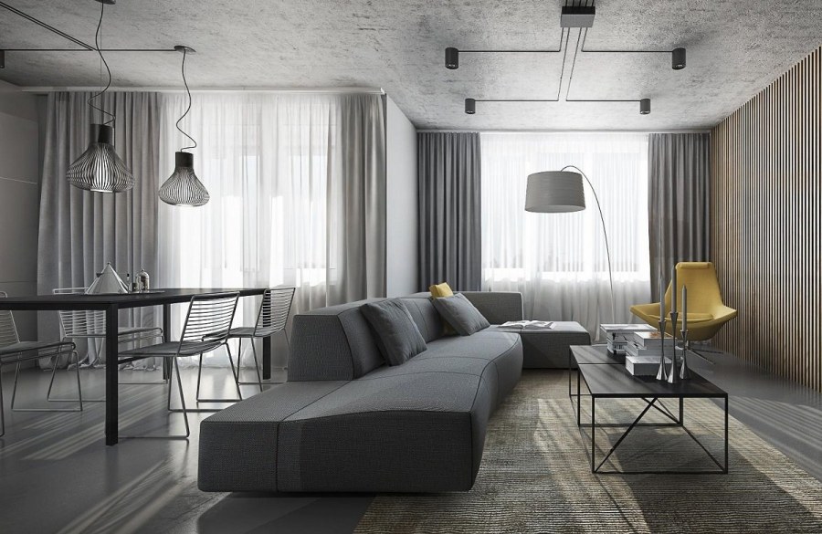 Интерьер квартиры в бело серых тонах