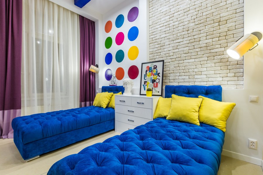 Комната в синих тонах для подростка