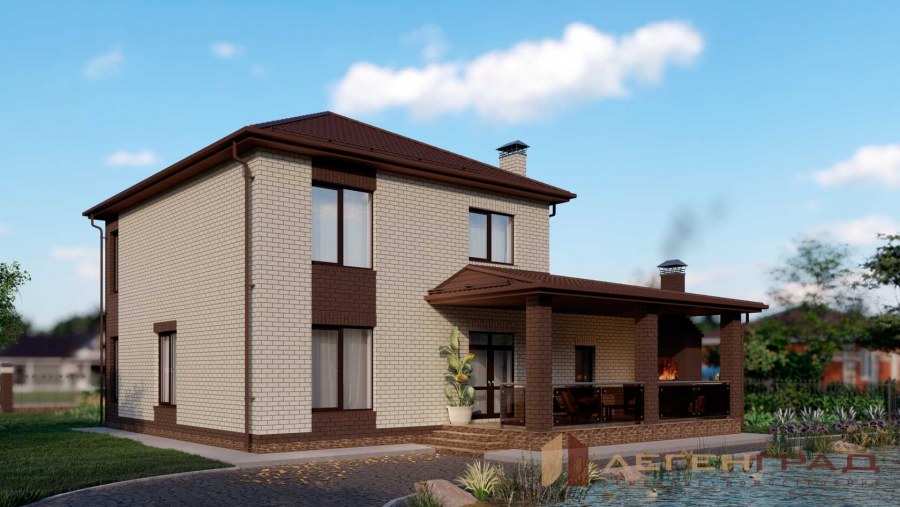 Дом кирпич и дерево