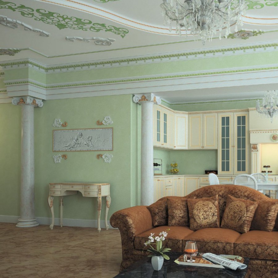 Лепной декор из полиуретана в интерьере Барокко