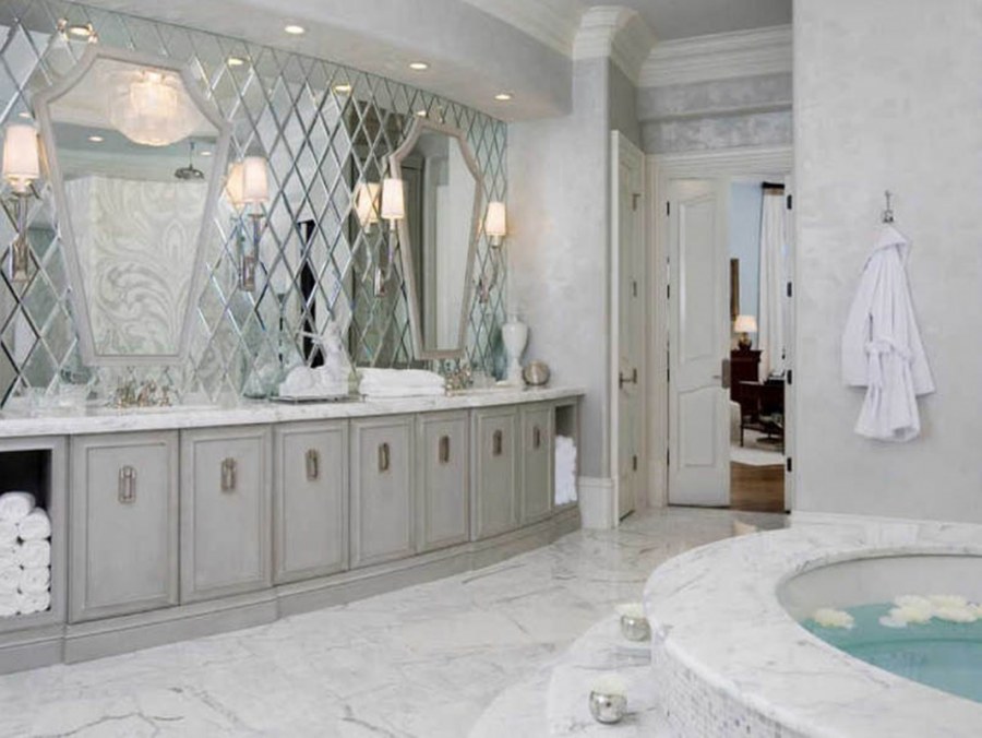 Зеркальная серебряная плитка ромб рзс1-01 20х34