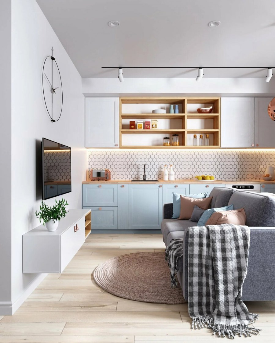 Кухня гостиная икеа 13м