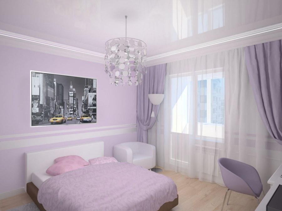 Спальня в сиренево розовых тонах