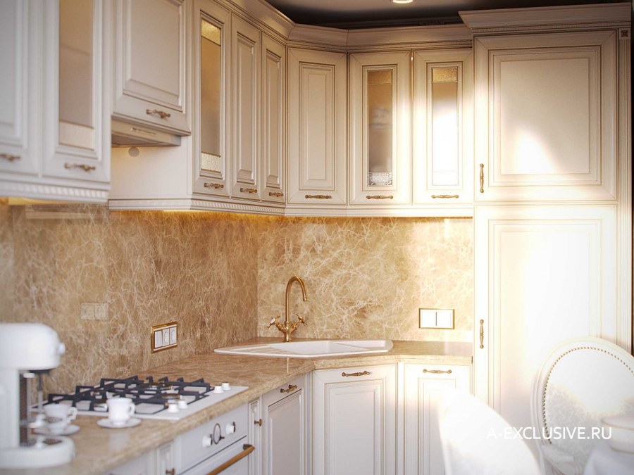 Фартук для кухни мрамор бежевый