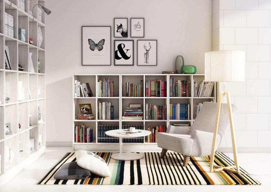 Стеллаж в интерьере