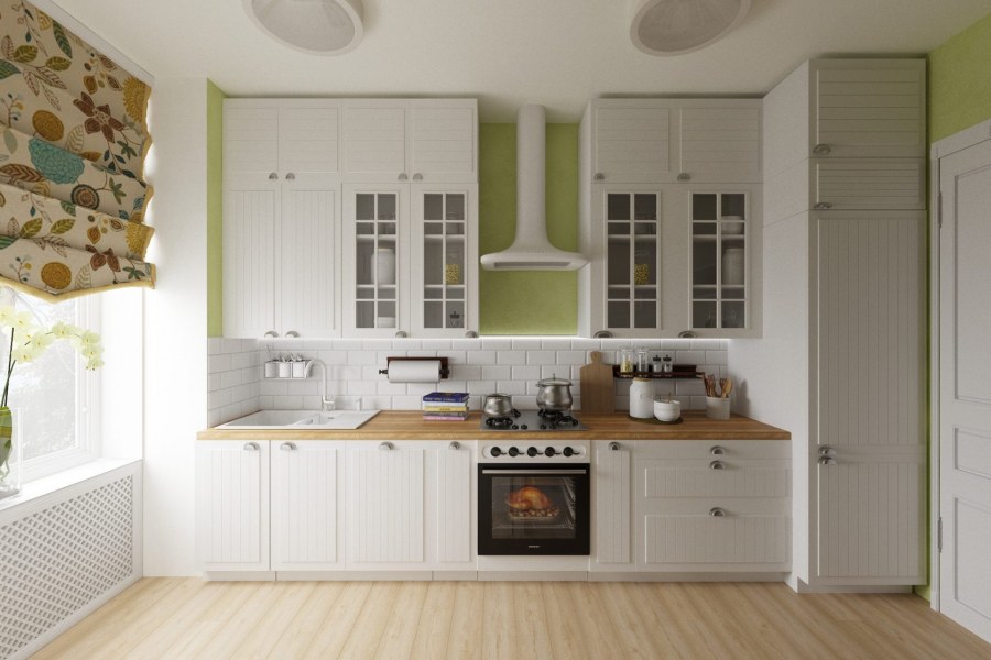 Кухни икеа Будбин зеленая с белым