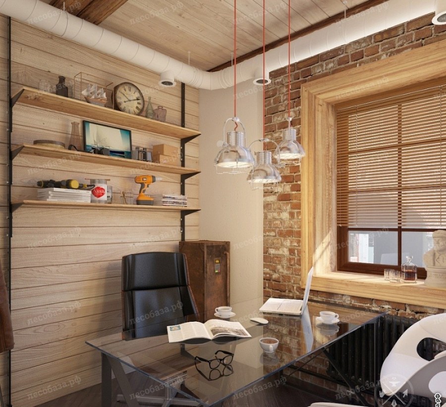 Маленький офис в стиле лофт