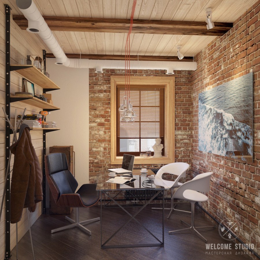 Кабинет в стиле лофт