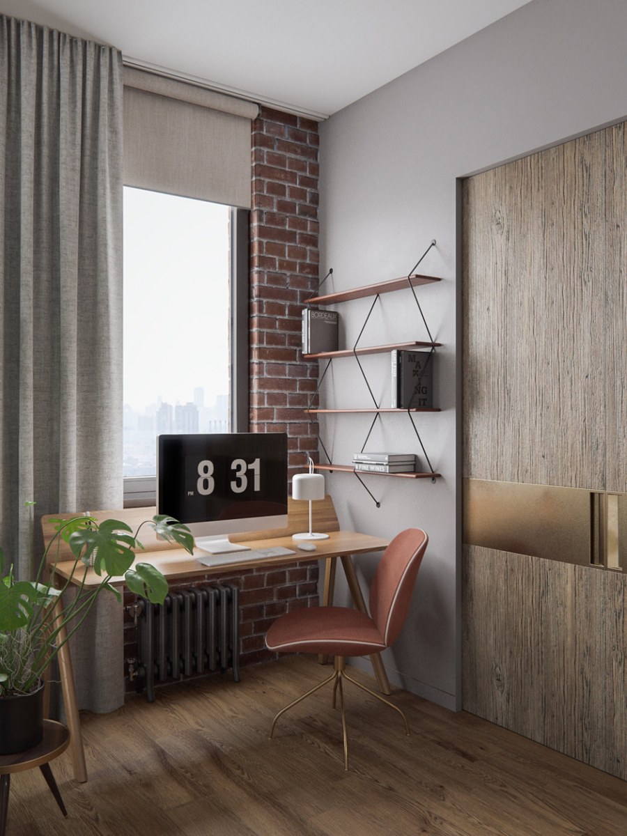 Кабинет в стиле лофт в квартире