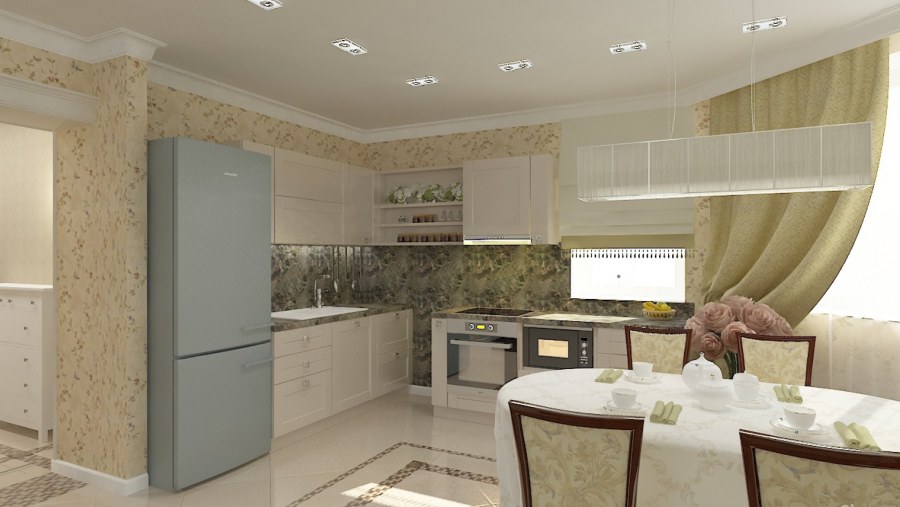 Цвет компаньон к бежевому в интерьере кухня