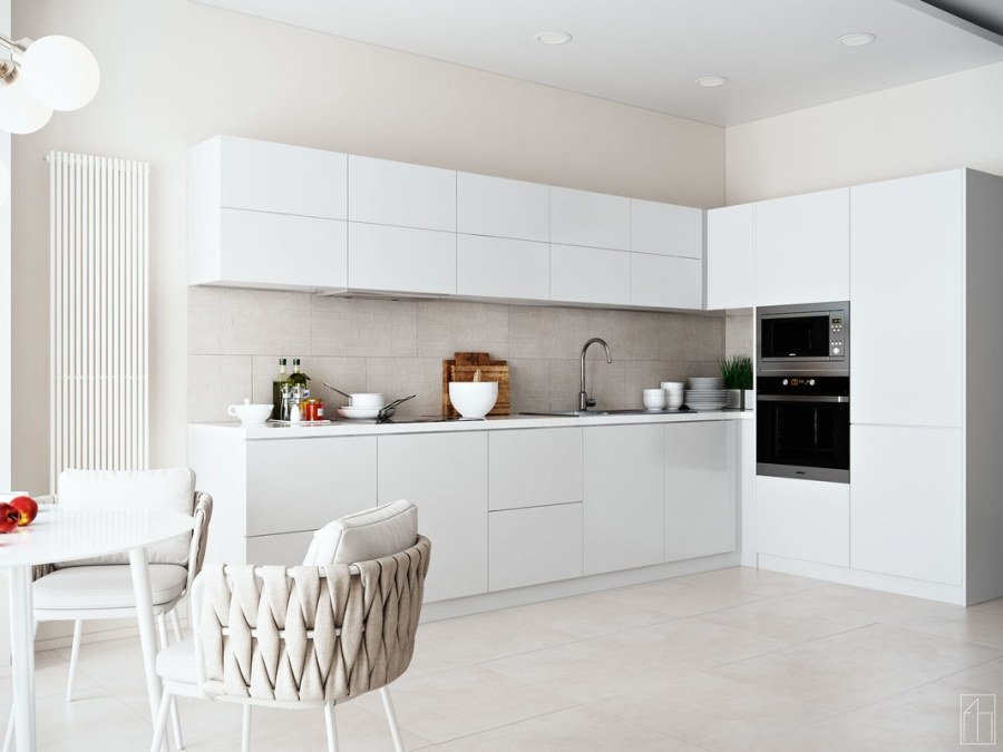 Интерьер кухни в бежевых тонах