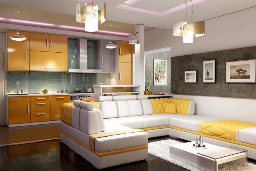 Интерьер кухни-гостиной