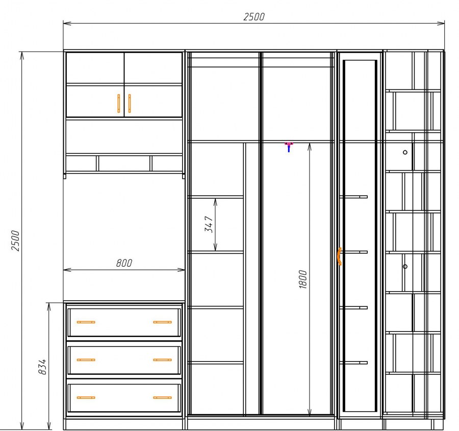 Шкаф-купе в спальню внутреннее