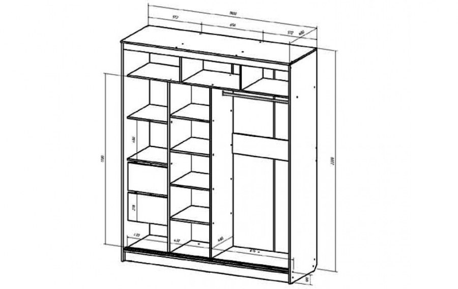 Шкаф купе с нишей под ТВ Валерия 2800