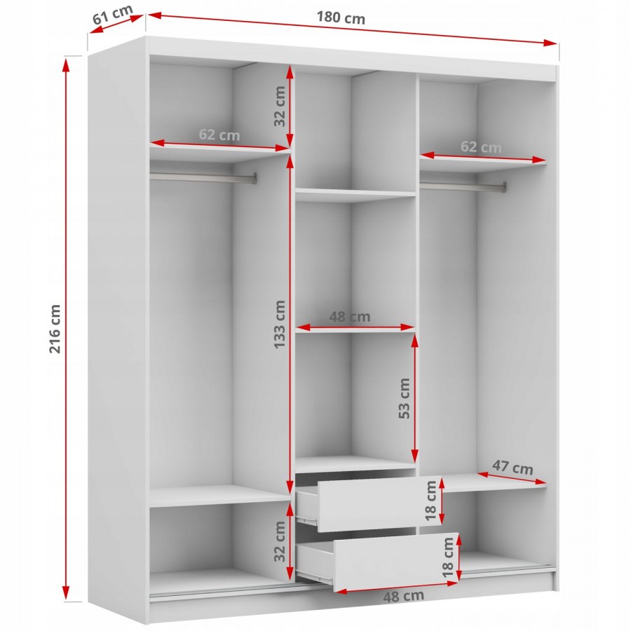 Шкаф-купе Юпитер 3-дверный с зеркалом 2700
