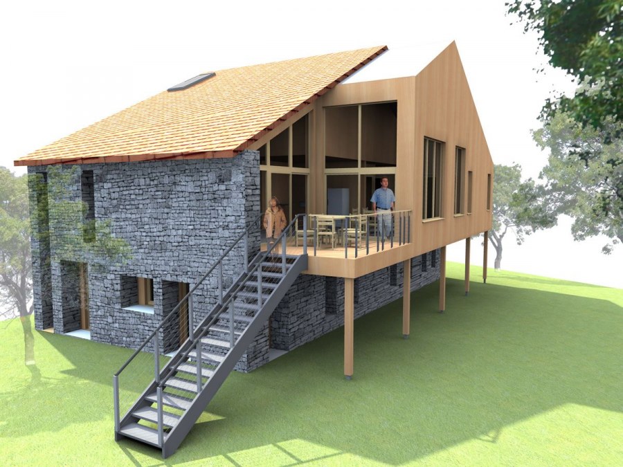 Домик на сваях с террасой