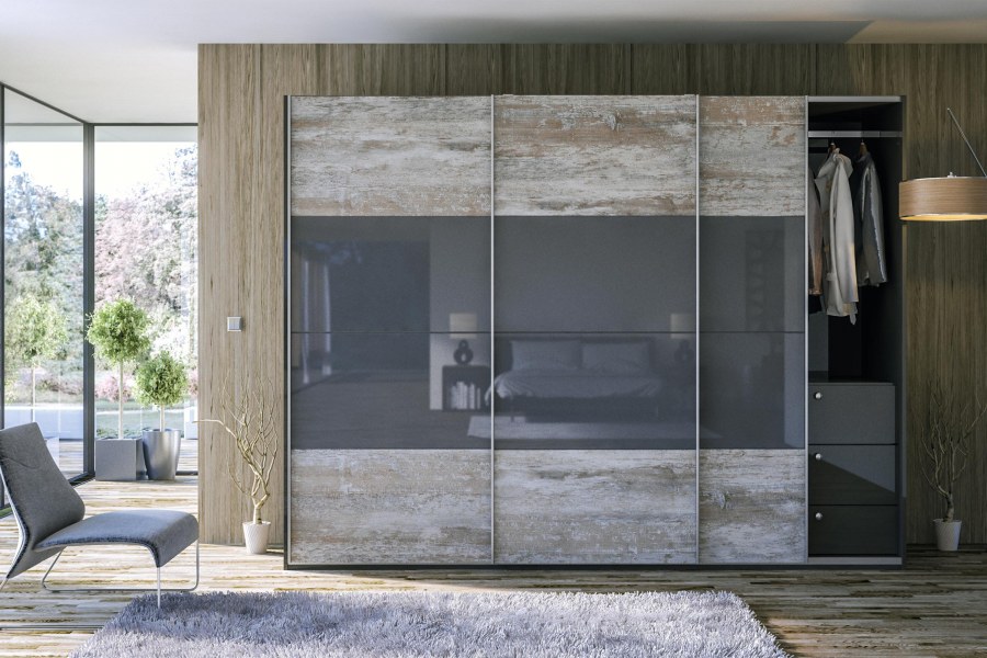 Шкаф купе бетон Пайн светлый