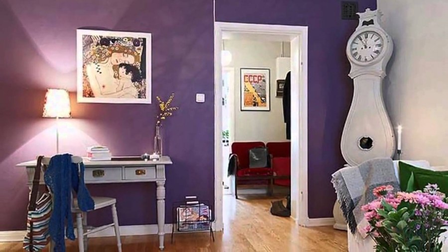 Сиреневая краска для стен в квартире