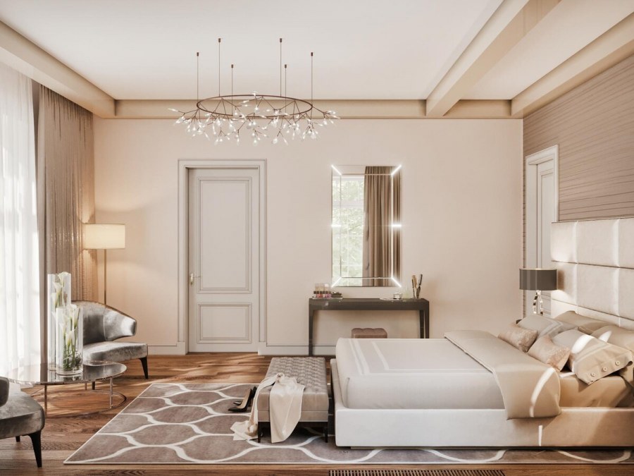 Монохромный бежевый интерьер
