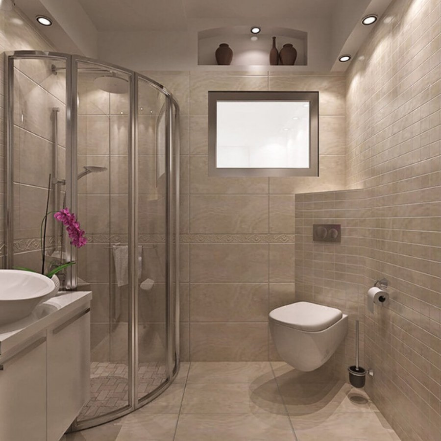 Совмещенная ванная комната с душевой кабиной